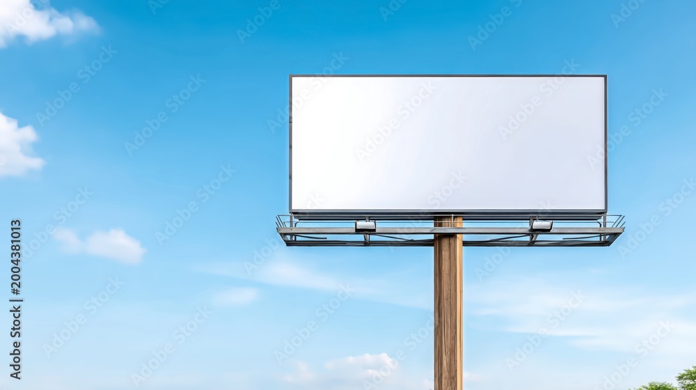 Fototapeta premium A Blank Billboard Against a Clear Blue Sky Ready for Advertising Opportunities and Creative Campaigns