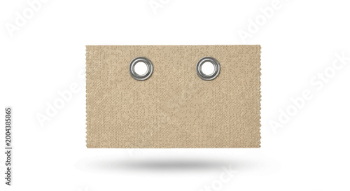 Textured Rectangle with Metallic Eyelets, Isolated on White Background with a Shadow.