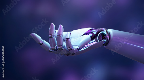 Futuristic Robotic Hand Reaching Out to the Future in Digital Space