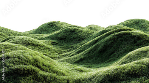 Hills with grass on a white background background. 3D rendering. Stock Illustration