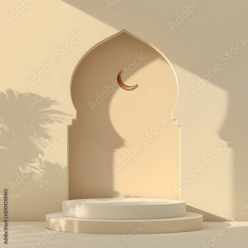 vector illustration of a mosque in the night