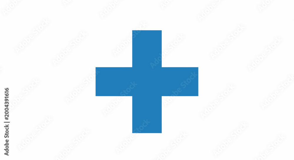 Obraz premium A graphic visualization of a blue plus sign isolated on a clean white background