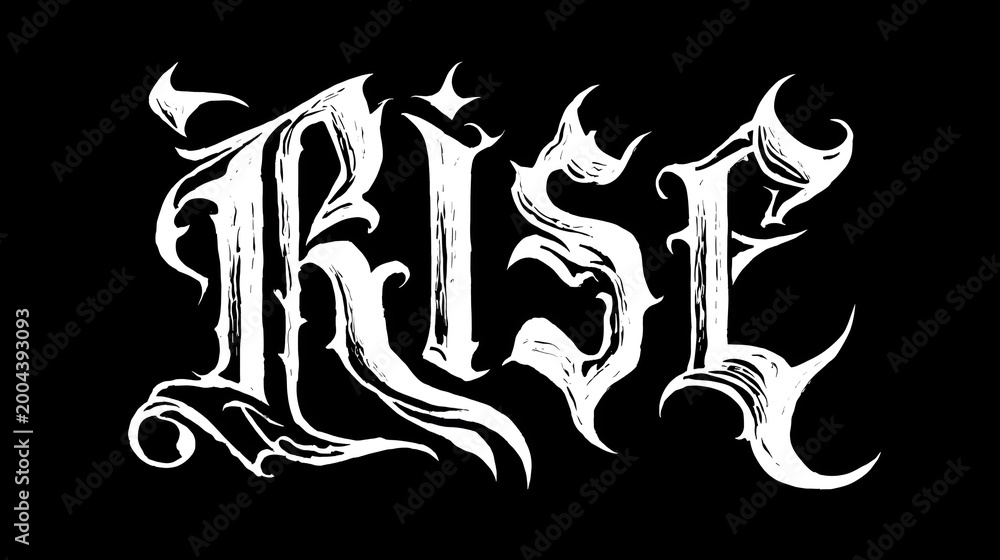 Fototapeta premium Rise Back modern blackletter font with decorative gothic style for tattoo art and street fashion Stock Vector
