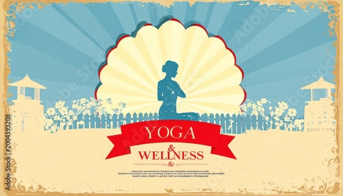 Yoga Wellness Silhouette Meditation Peaceful Scene.