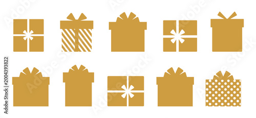 silhouettes of gift boxes on a white background. Vector illustration