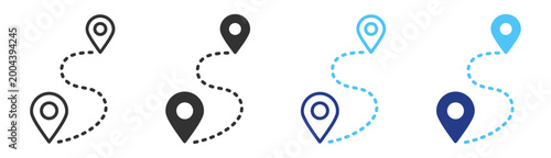 Photos Travel and tourism navigation icon bundle with location pin map route gps path d