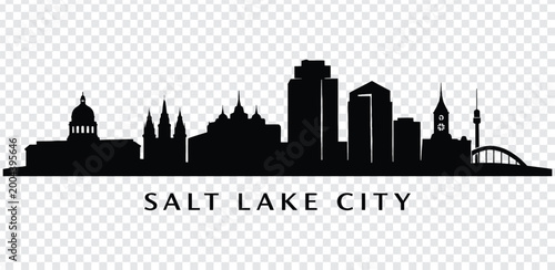 Quadro su tela Black silhouette of salt lake city skyline