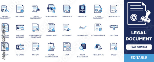 Fotografija Legal document editable solid icon set