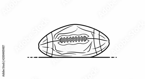 A black and white line drawing of a football on a plain background