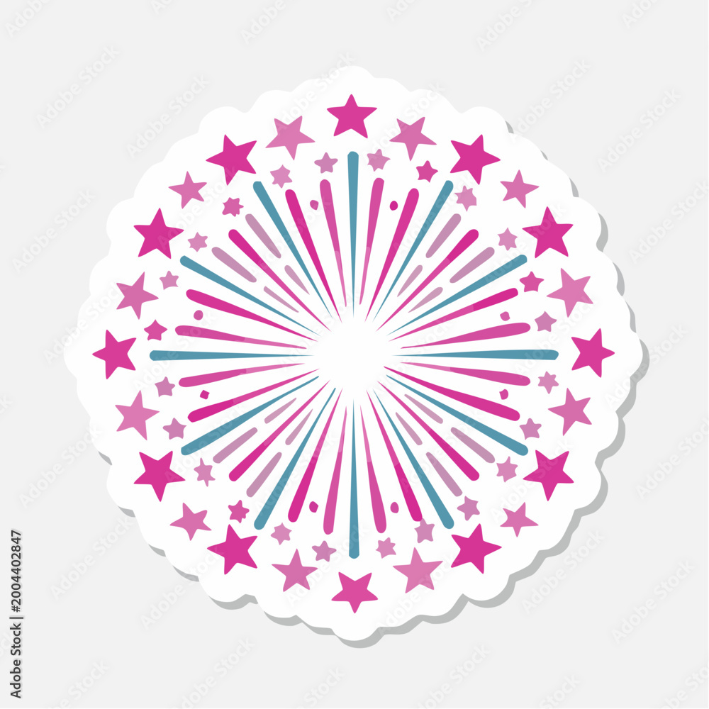 Naklejka premium Pink and Teal Starburst and Stars Sticker