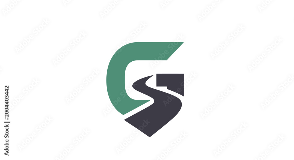 Fototapeta premium Abstract Logo Design Combining Letter G and Winding Road Imagery for Brand Identity