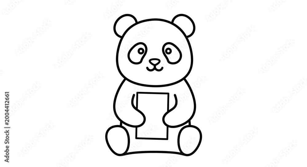 Fototapeta premium Cute panda bear holding a puzzle piece.