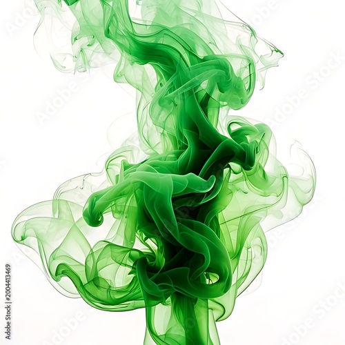 Ethereal green wisps bloom against white