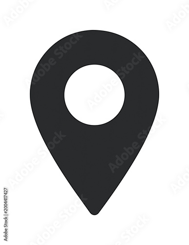 Minimalist map pin icon vector, black location pointer symbol, navigation marker for digital interface and travel apps, simple gps point sign isolated on White Background