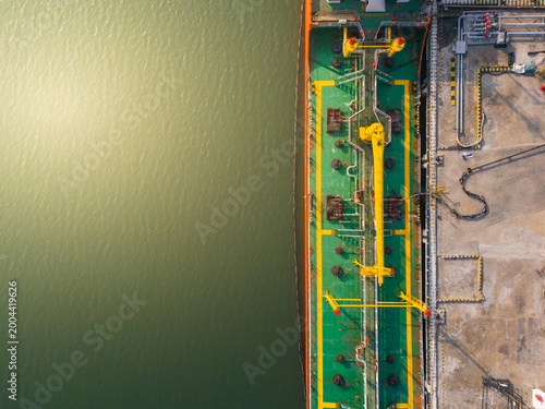 Canvas Print Aerial View of Oil Tanker Loading and Unloading Operations at Port