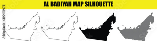 Foto Al badiyah map silhouette vector pack showing united arab emirates region borders with diverse visual variations