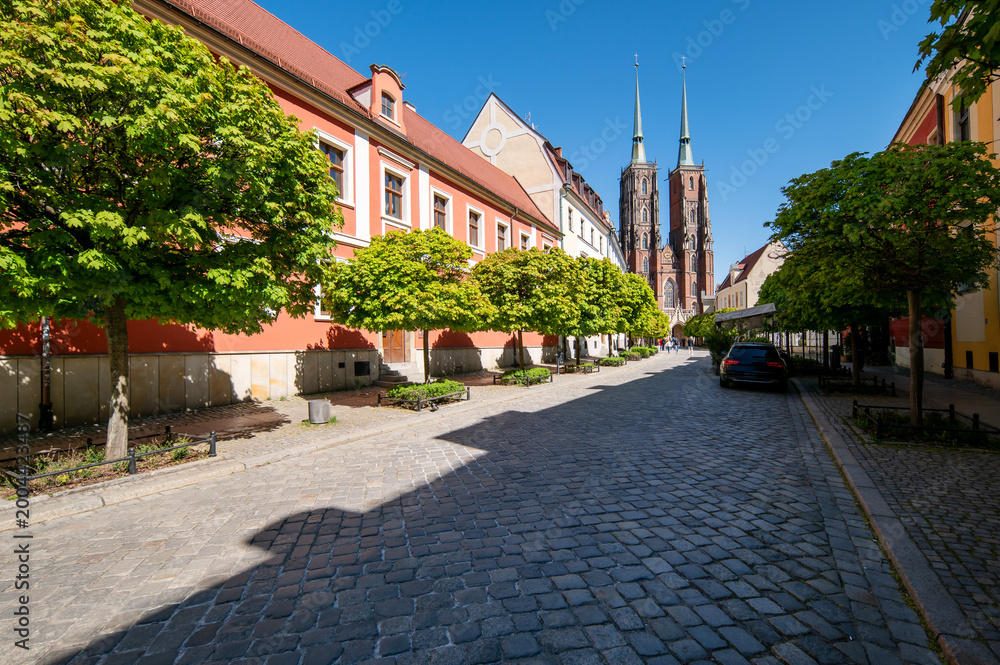 Fototapeta premium Cathedral of St. John the Baptist. Ostrow Tumski in Wroclaw, Poland