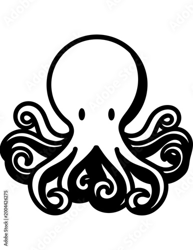Foto Black and white octopus illustration.