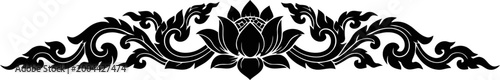 Intricate Thai floral scroll divider with sharp decorative leaf accents