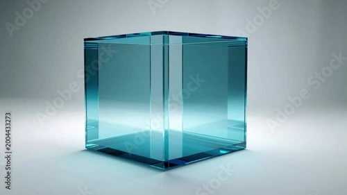 3d rendered blue transparent cube