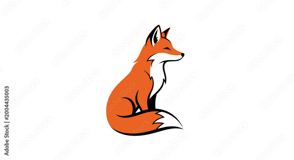 Fototapeta premium Minimalist Fox Illustration Depicting Elegance and Grace on a Pristine White Backdrop