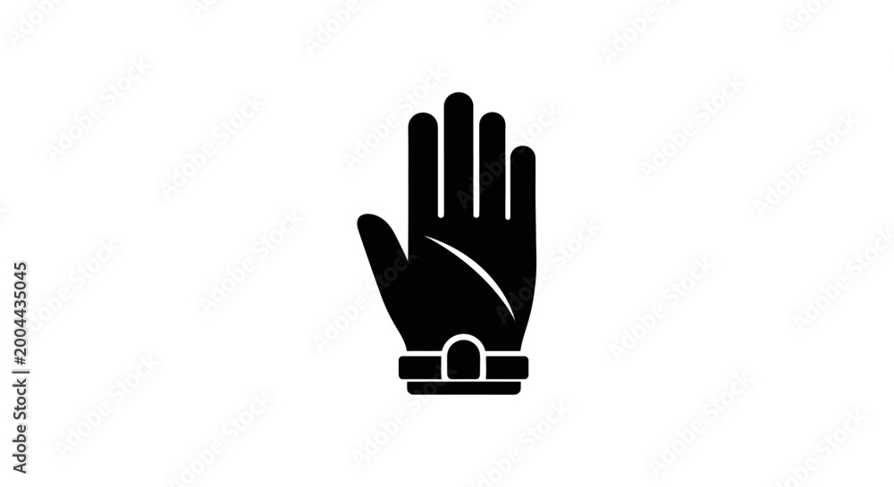 Fototapeta premium Minimalist hand gesture stop sign icon in black color isolated on a white background
