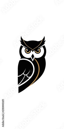 Owl illustration on black background conceptual design