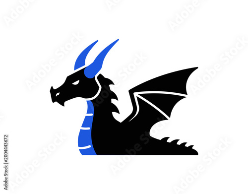 Stylized dragon silhouette on black background