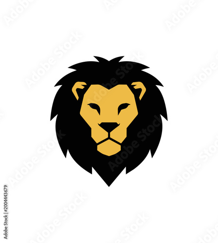 Geometric lion head silhouette against black background
