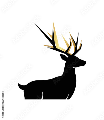 Abstract gold crown silhouette against black background