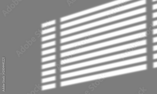 Horizontal Window Blinds Shadow Light Pattern on Gray Wall  Isolated 