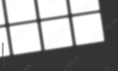 Three-Pane Window Frame Shadow Overlay on Transparent Background Isolated 