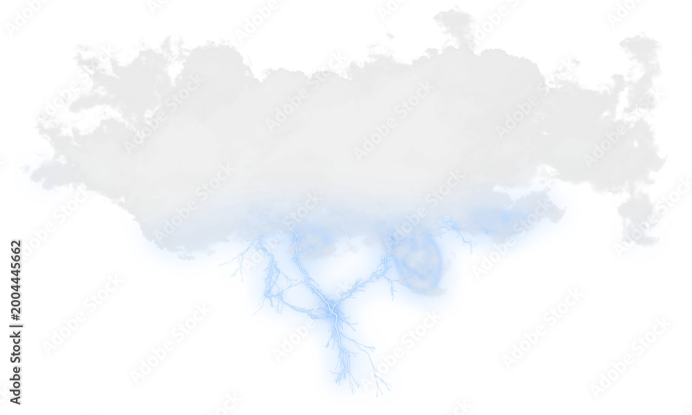 Obraz premium Dramatic Storm Cloud with Blue Lightning Bolt Isolated on Tansparent Background Isolated