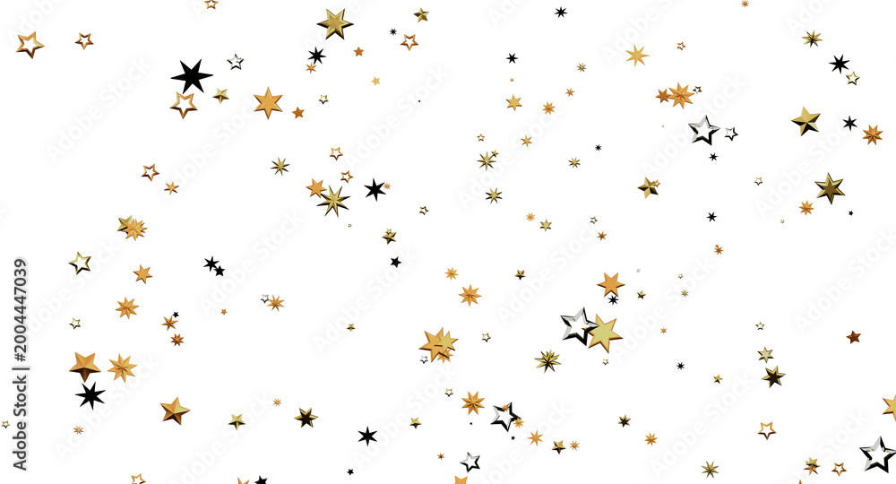 Obraz premium Golden stars confetti falling against a white background. Perfect for celebration, holiday or festive themes. Ideal for