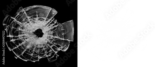 Double Bullet Hole Shattered Glass Effect Isolated on Black and Transparent Background