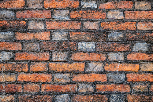 Red brick wall masonry background texture 