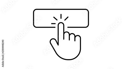Click Button Vector Icon with Editable Stroke, Minimalist Hand Cursor Finger Pointing and Pressing Rectangular Button Outline Illustration for Web Design, App Interface, and Digital Navigation.