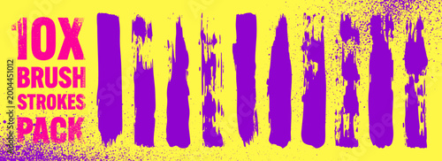 Foto Grunge neon brush strokes, lines, ink smudges, hand-drawn scribble shapes