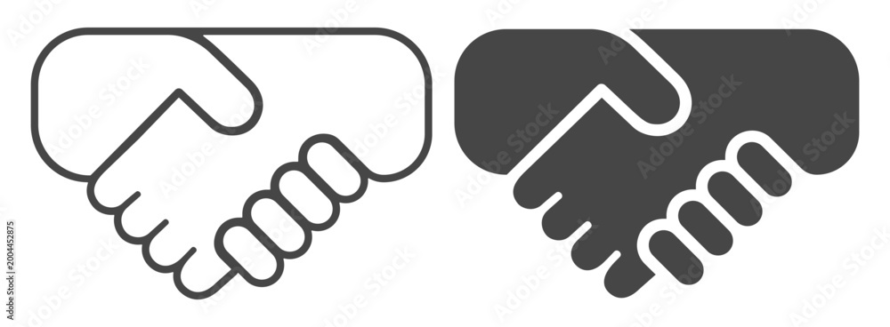 Obraz premium Handshake business agreement symbol in outline and solid styles icon on transparent background