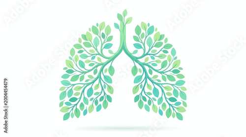 Lungs formed by leaves symbolizing clean air and natural breathing.