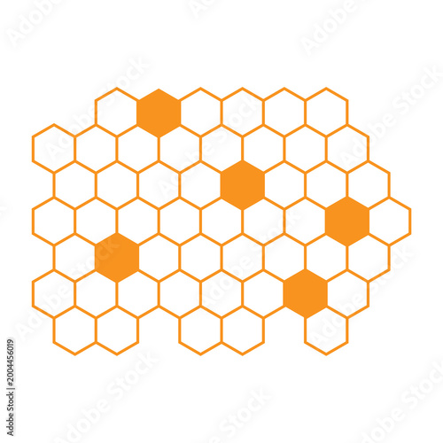 Honeycomb Pattern Vector Orange Hexagon Honey Cell Grid Design Bundle