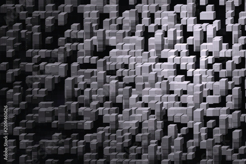 Obraz na plátně Monochromatic 3d cubes grid with varying heights and depths abstract geometric
