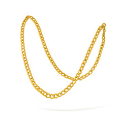 Gold chain necklace with transparent background - jewelry isolated for