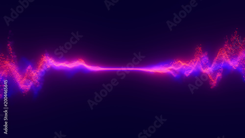 Fotografija Audio violet waveform digital particle wave background