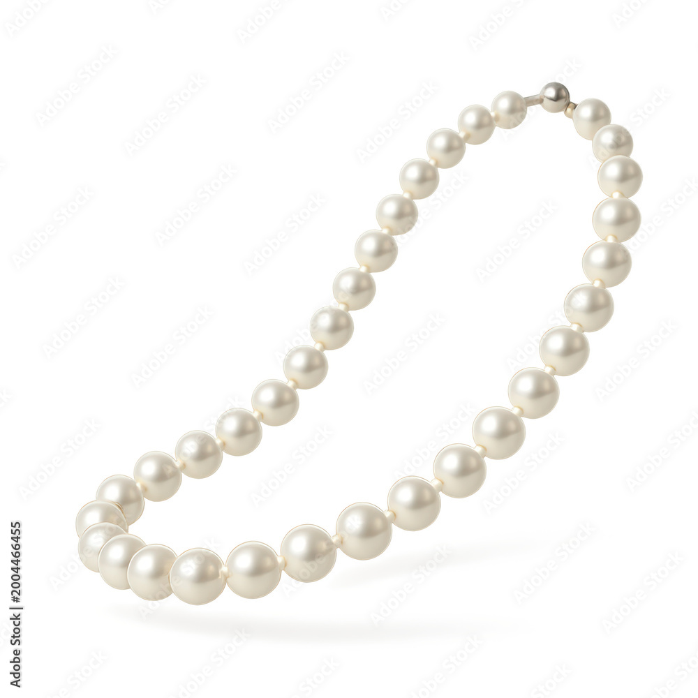Fototapeta premium Elegant pearl necklace with a simple clasp on a transparent background