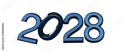 Cuadro en lienzo Bold blue 2028 text against a clean white background, ideal for New Year celebra