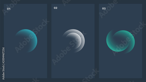 Quadro em tela Professional dark UI interface elements featuring teal and silver glowing orbs for software dashboard application design