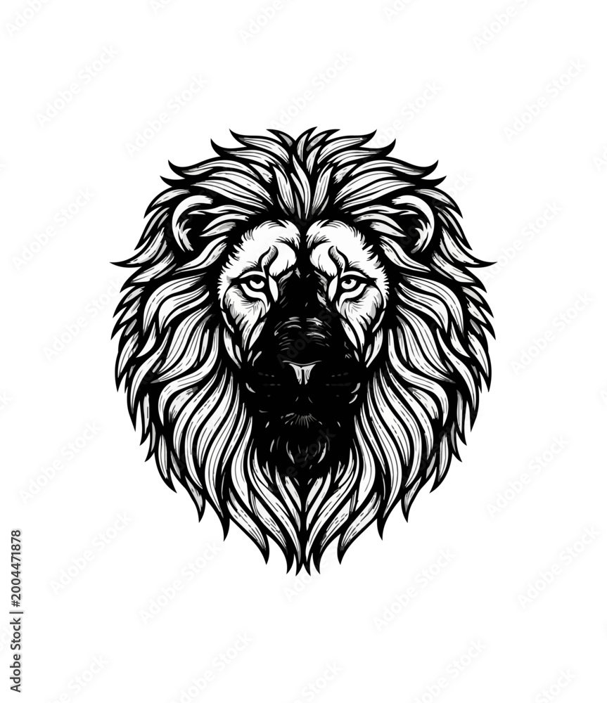 Obraz premium Lion head illustration against black background