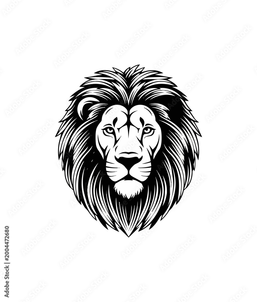 Fototapeta premium Lion head portrait illustration against black background