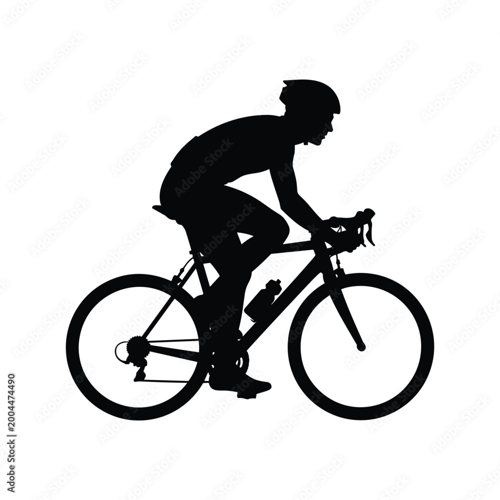 Obraz premium Road bicycle racer silhouette vector illustration line art black and white bike rider.